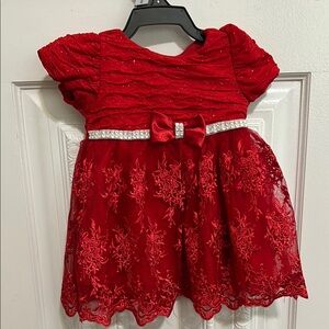 Nannette Red Lace Kids Dress 0-3mo